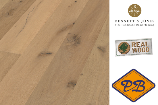 Afbeeldingen van Bennett & Jones Shire Landscapes nr. 31 Galloway click lamelparket landhuisdeel eiken tradition, handgeschraapt, licht gerookt, gekleurd, naturel geolied 14mmx22x220cm (per pak van 6 stuks=2,90m²)