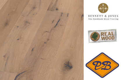 Afbeeldingen van Bennett & Jones Britain's Finest nr. 6 Stirling click lamelparket landhuisdeel eiken tradition, fijnbezaagd, geborsteld, wit geolied 14mmx22x220cm (per pak van 6 stuks=2,90m²)