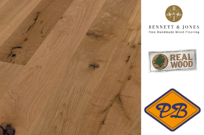 Afbeeldingen van Bennett & Jones Britain's Finest nr. 24 Glasgow click lamelparket landhuisdeel eiken tradition, handgeschraapt, geborsteld, naturel geolied 14mmx22x220cm (per pak van 6 stuks=2,90m²)