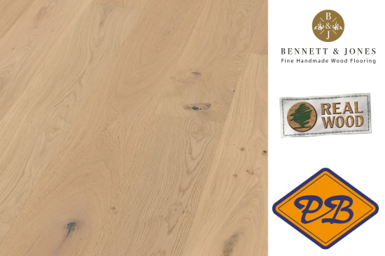 Afbeeldingen van Bennett & Jones Britain's Finest nr. 25 Brighton click lamelparket landhuisdeel eiken tradition, Ruw houtlook, geborsteld, naturel geolied 14mmx22x220cm (per pak van 6 stuks=2,90m²)