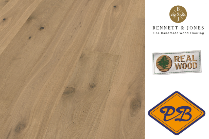 Afbeeldingen van Bennett & Jones Britain's Finest nr. 26 Bath click lamelparket landhuisdeel eiken tradition, licht gerookt, geborsteld, wit geolied 14mmx22x220cm (per pak van 6 stuks=2,90m²)