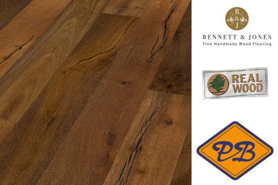 Afbeeldingen van Bennett & Jones Britain's Finest nr. 109 Sheffield click lamelparket landhuisdeel eiken intense, gerookt, geborsteld, naturel geolied 14mmx22x220cm (per pak van 6 stuks=2,90m²)