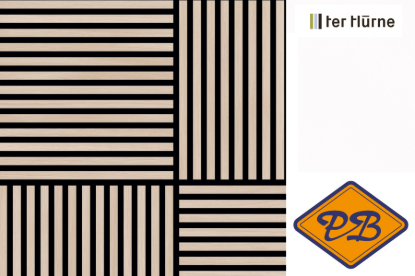 Afbeeldingen van Ter Hürne SILENTdesign akoustiek 3D wand-en plafond vierkant paneel 1-zijdig edelgefineerd eiken Theems fineline wit naturel geolied 21mm