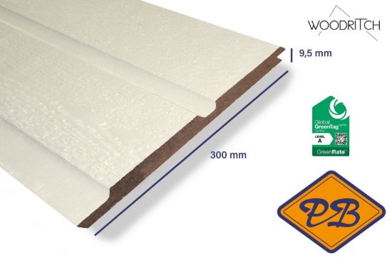 Afbeeldingen van woodritch eucalyptus hardhouten dubbel rabatdeel darwin 0006 winterwit 9,5x300mm