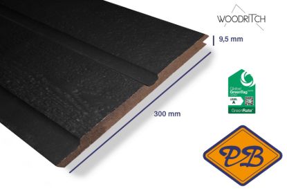 Afbeeldingen van woodritch eucalyptus hardhouten dubbel rabatdeel darwin 0180 zwart 9,5x300mm