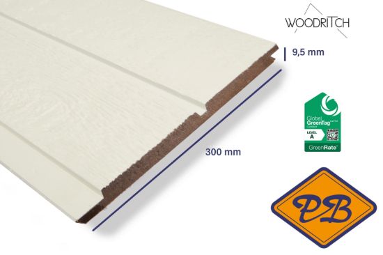 Afbeeldingen van woodritch eucalyptus hardhouten dubbel rabatdeel sydney 0006 winterwit 9,5x300mm