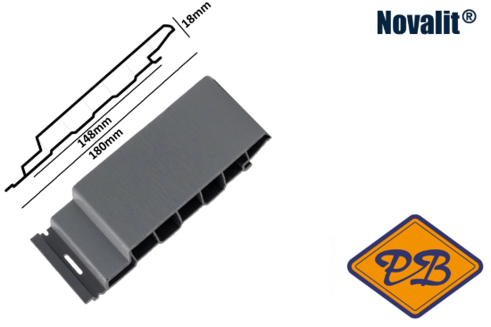 Afbeeldingen van Novalit outdoor® PVC rondkant hol sponningdeel *RAL 7012 basaltgrijs 18mmx148mm