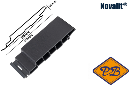 Afbeeldingen van Novalit outdoor® PVC rondkant hol sponningdeel *RAL 7021 zwartgrijs 18mmx148mm