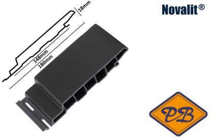 Afbeeldingen van Novalit outdoor® PVC rondkant hol sponningdeel *RAL 9005 zwart 18mmx148mm