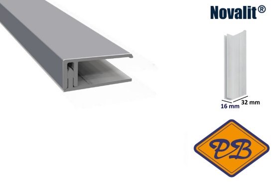 Afbeeldingen van Novalit outdoor® ALU basis montage begin-eindprofiel 32x16mm