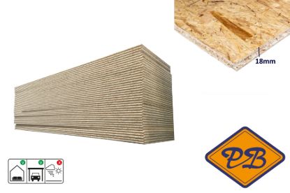 Afbeeldingen van Aziatisch OSB kleine plaat tong & groef 4-zijdig 18mmx244x59cm (per pak van 100 platen)