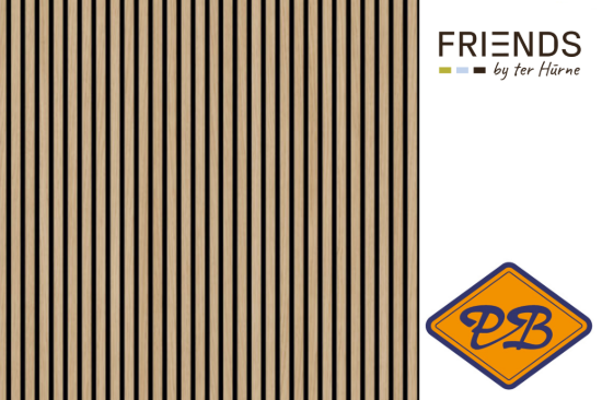 Afbeeldingen van FRIENDS by Ter Hürne akoustiek latten wand-en plafond decorpaneel 1-zijdig eiken Lucien 20mm