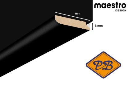 Afbeeldingen van Maripanel HDF afdeklijst modern XL mat zwart made by maestro 8x44mmx260cm