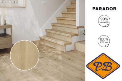 Afbeeldingen van PARADOR TATERRA HDF traptrede PPD097 Eiken Charisma zandbeige 670x1150x60mm ( per set 2 dubbele traptreden en 2 dubbele stootborden = 4 treden
