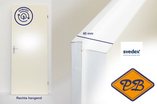 Afbeeldingen van Svedex board opdekdeur BIObased vlak rechtshangend afgelakt *RAL 9010 Alpinewit 40mm