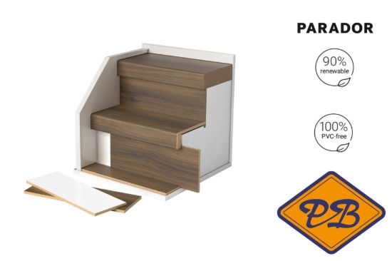 Afbeeldingen van PARADOR TATERRA HDF traptrede PPD157 Walnoot Evena coffee brown ( per set 2 dubbele traptreden en 2 dubbele stootborden = 4 treden